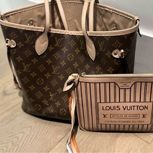 Brown and Tan Monogram Tote Bag